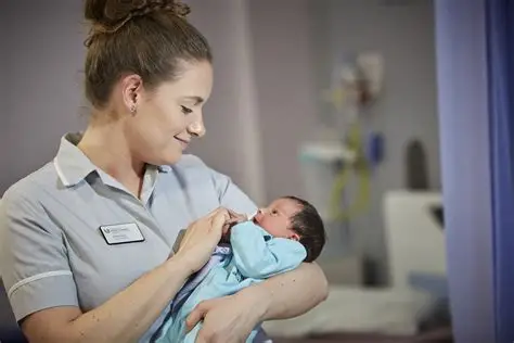 Midwife caring for a newborn baby